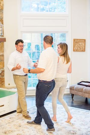 Dance partners moving across the floor